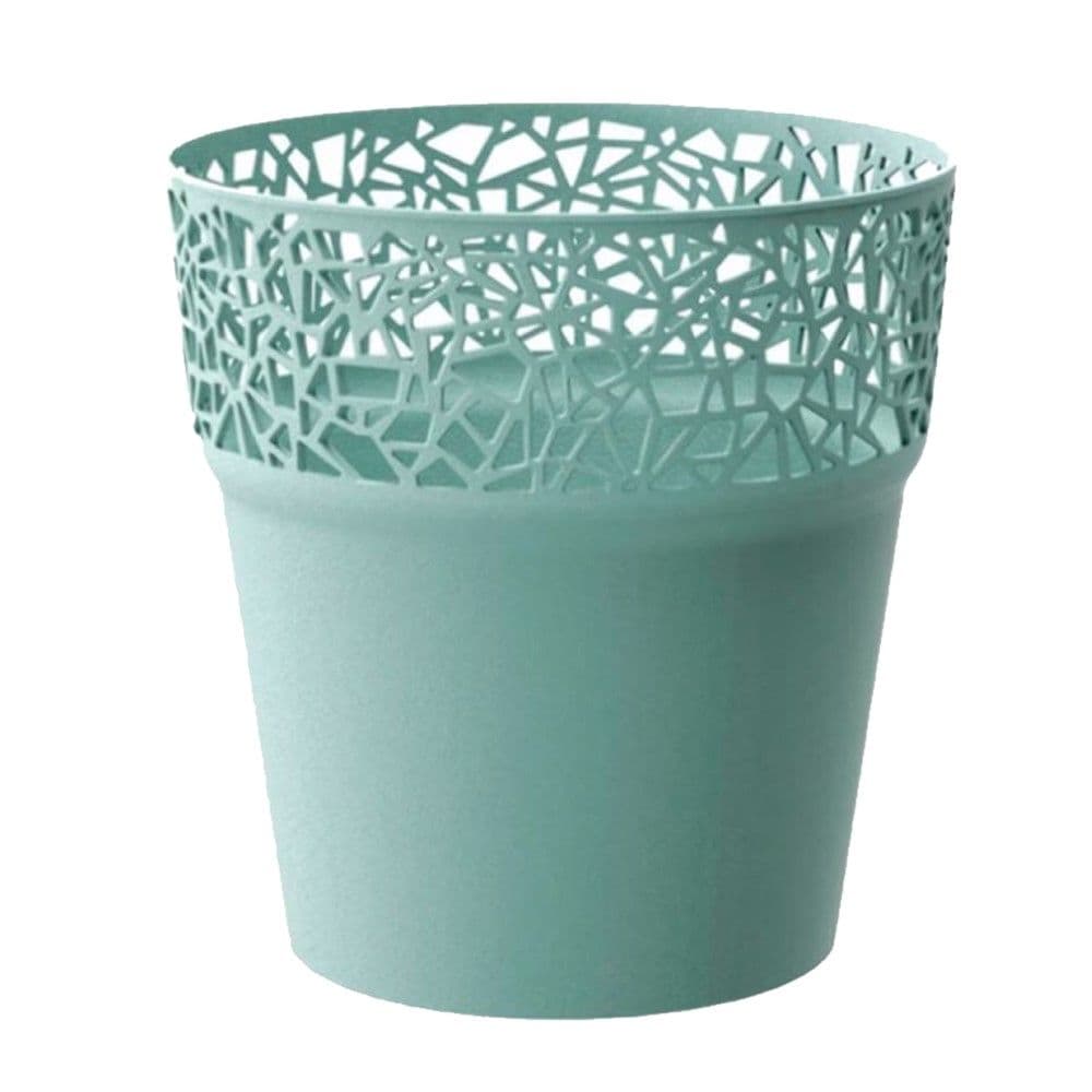 Vazo lulesh, rrethore, Tree, plastike, jeshile, Ø17.5 xH17.9 cm