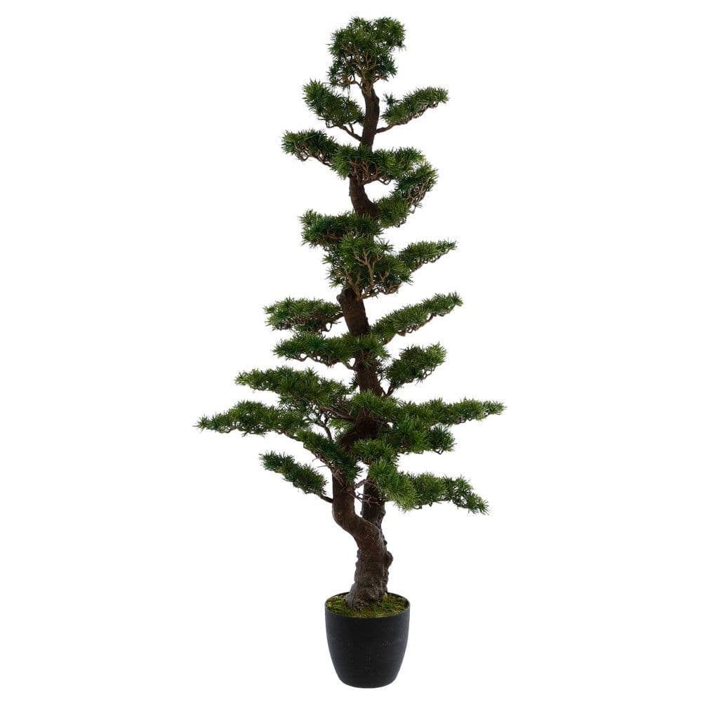 Pemë artificiale, Bonsai, polietilen/çimento, zezë/jeshile, Ø62 xH151 cm