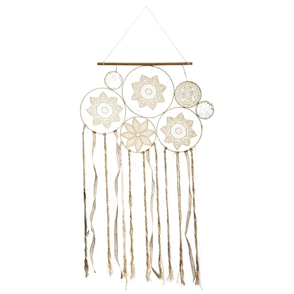 Objekt dekorues, Dream Catcher, pambuk/poliester/ahu, e bardhë, 59x1.2xH107cm