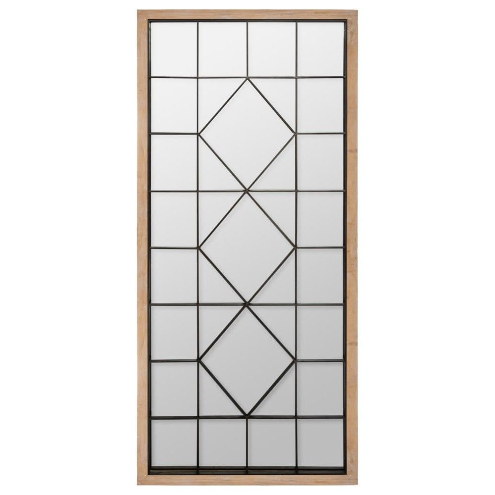 Pasqyrë dekorative, drejtkendore, dru/metal,xham, kafe/e zezë, 71x3xH165 cm
