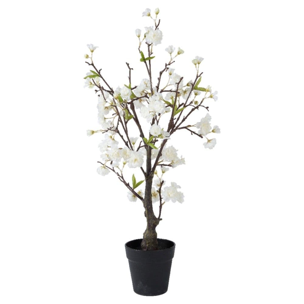 Pemë artificiale, në vazo, Cherry blossom, plastike, e bardhë, Ø35xH80 cm