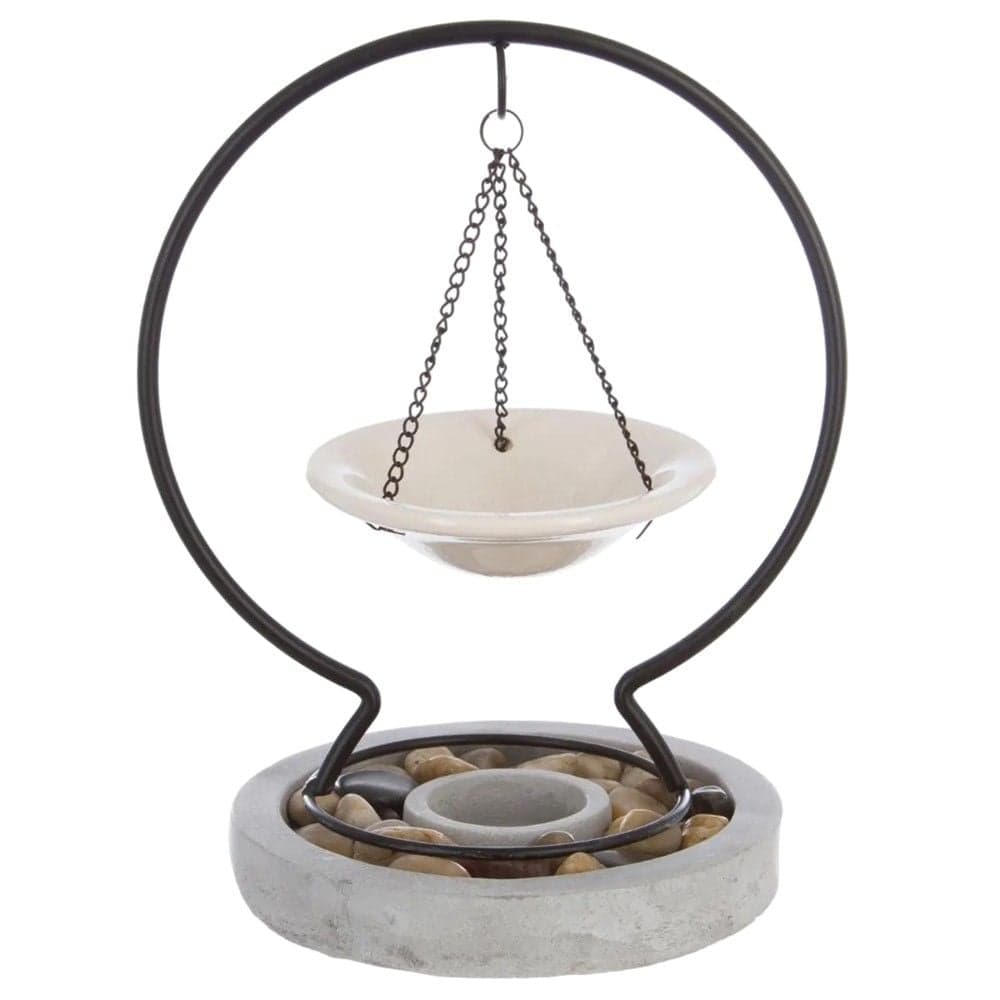 Difuzor aromatik ambjenti, me djegje, metal/gurë dolomit, gri/e zezë, 20xH24 cm