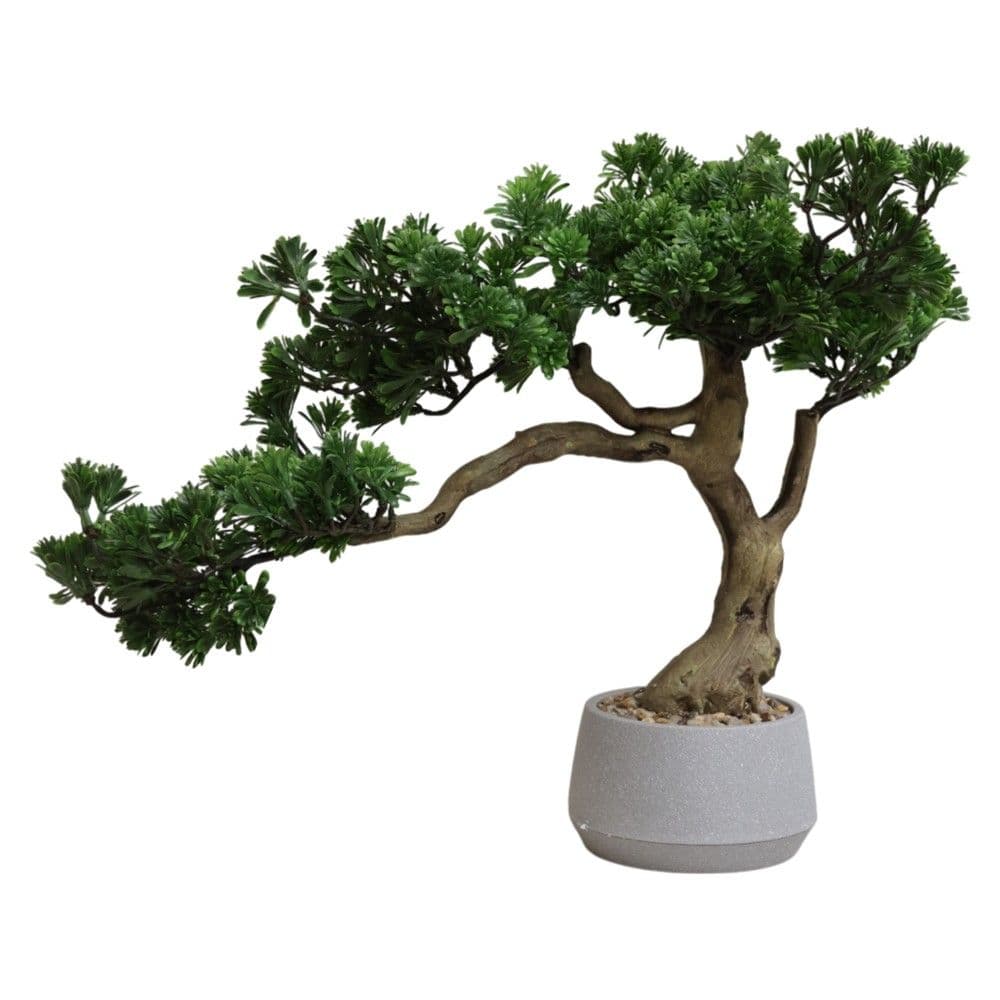 Lule artificiale, Bonsai, në vazo, plastike/qeramike, jeshile/gri, 45x32xH60 cm