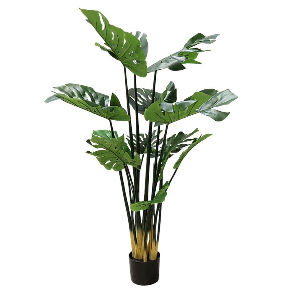 Lule artificiale, Monstera, në vazo, plastike, jeshile/ e zezë, 140 cm