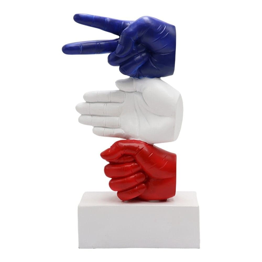 Objekt dekorues, Hands, porcelan, blu/e bardhë/e kuqe, 18.5x18xH35 cm