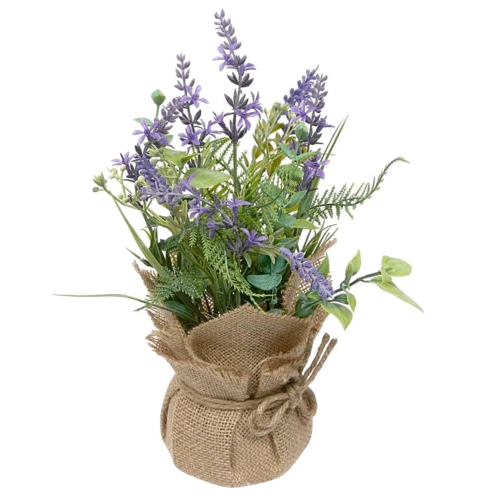 Lule artificiale në vazo, Lavander, jute/PE, shumëngjyrëshe, 22x22xH29 cm