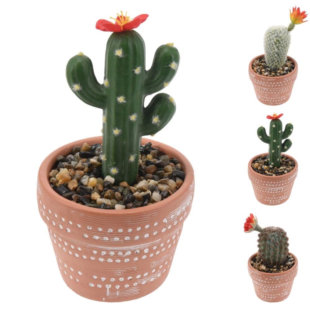 Lule artificiale në vazo, Cactus, poliestër, shumëngjyrëshe, Dia.10xH20 cm