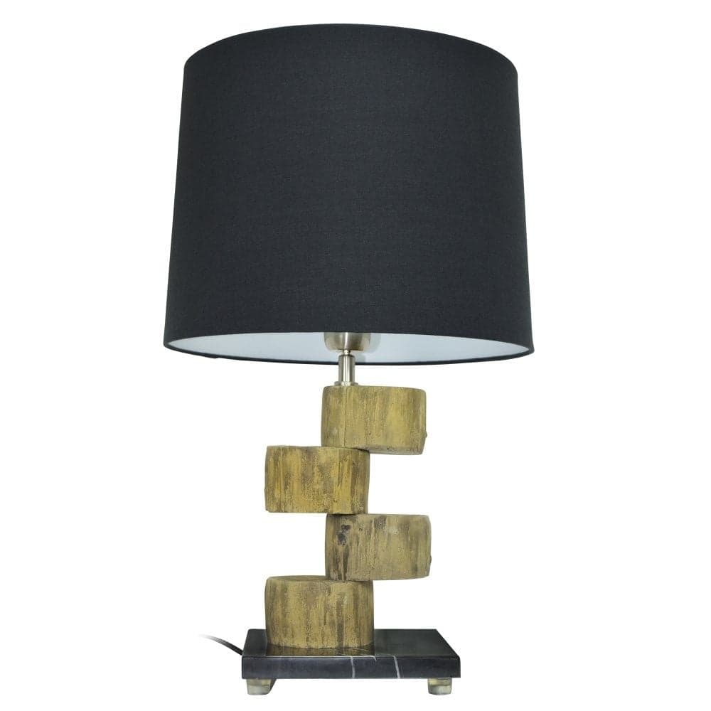 Abazhur E27 1x40W me trup qeramik i zi & kaf, koke tekstili i zi