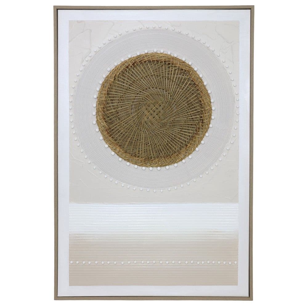 Pikturë e printuar, "Abstract", kornizë MDF, e bardhë/ bezhë, 80x120x3.5 cm