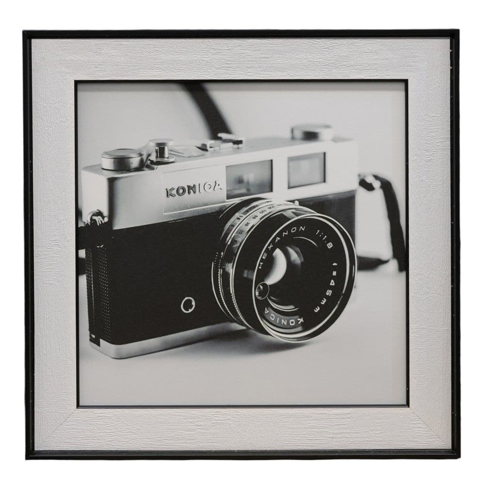Pikturë e printuar, "Camera", në kornizë MDF, bardh e zi, 50x50 cm