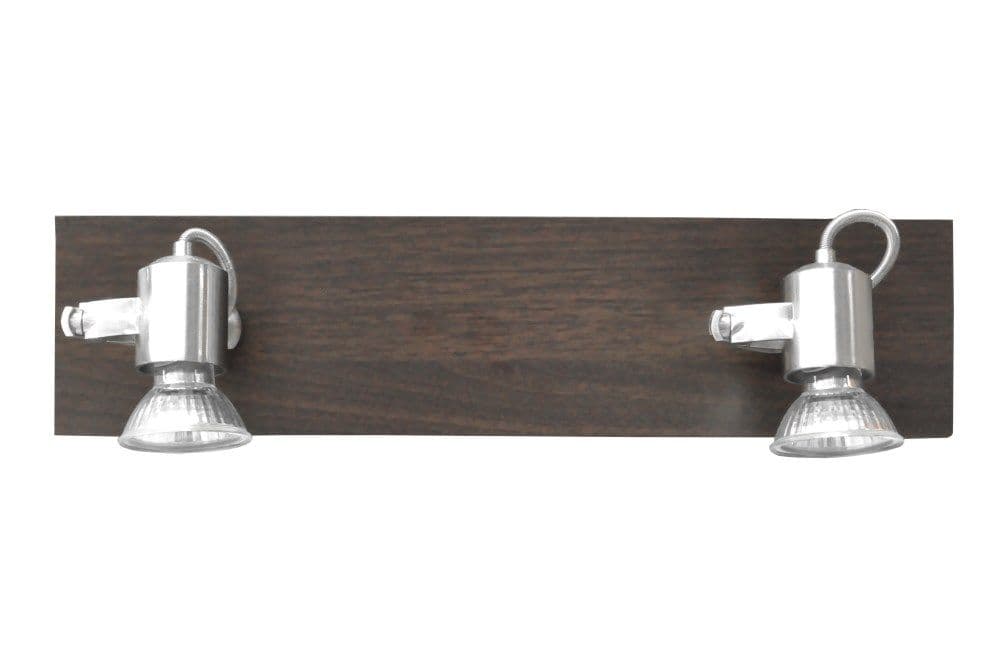 Spot dysh GU10 2X50W ,metal i kromua & dru dekorativ i erret, llamba e perfshira.