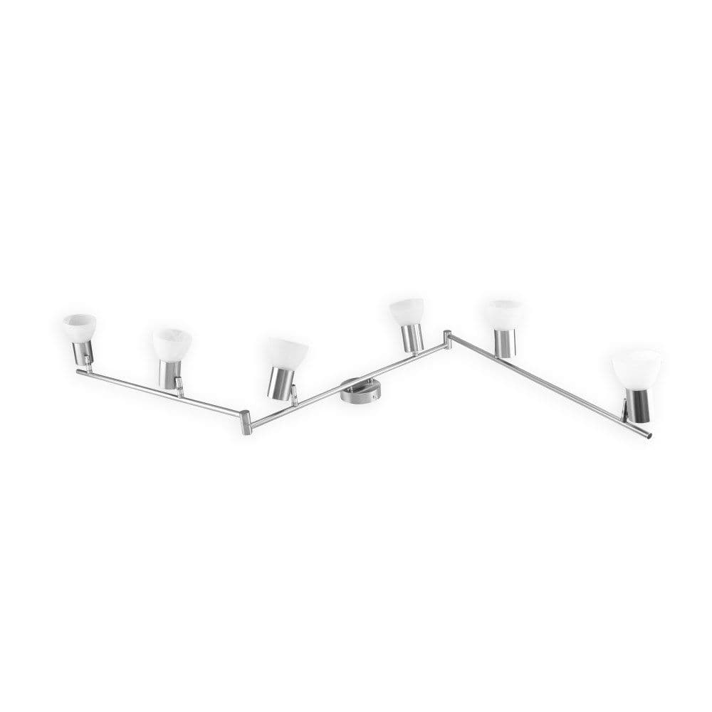 Spot gjashtesh E14 6x40W i kromuar xhama te bardhe,180cm