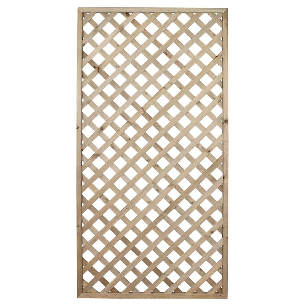 Gardh druri i trajtuar, 100x200 cm, spesori kornizës 33x33 mm, spesori ristelës 6x35 mm, kuadrati 65x65 mm, ngjyrë natyrale