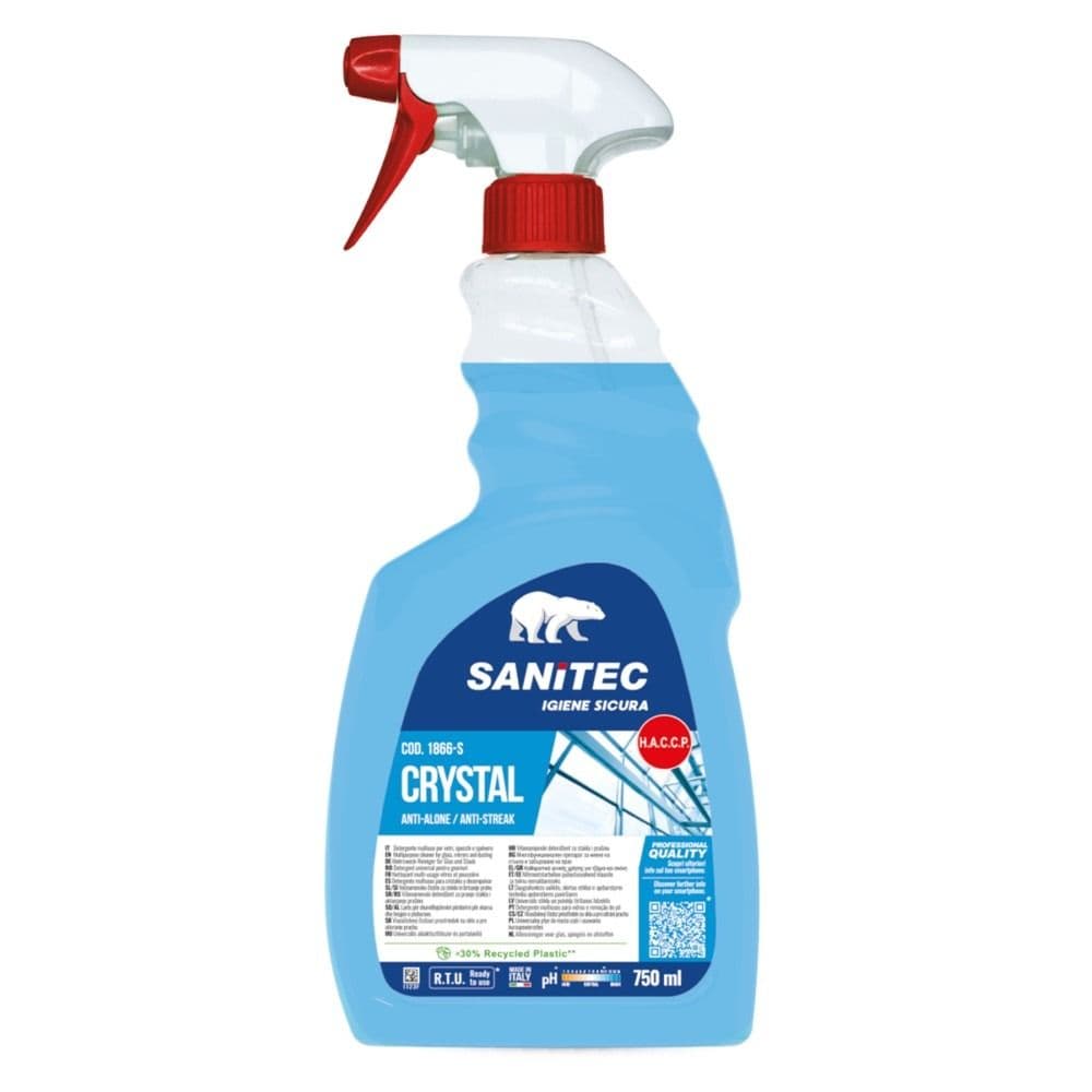 Detergjent pastrimi për xhama, "Sanitec", 750 ml, Crystal, aromatik, 1 copë