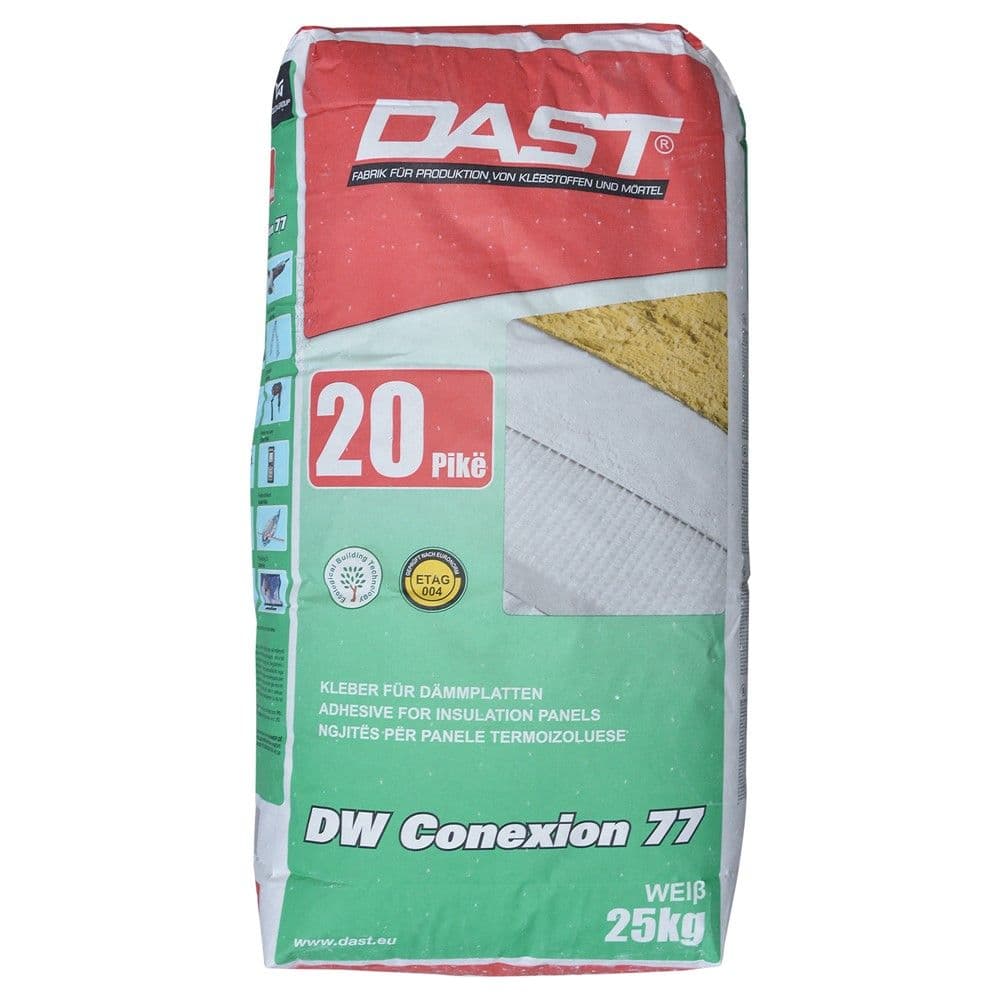 DW Conexion 77, i bardhe 25kg/thes, ngjites dhe rrafshues per panelet EPS dhe XPS te sistemit termoizolues