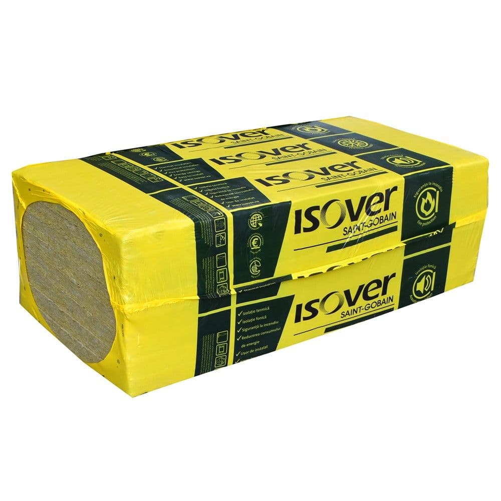 Lesh guri, Isover, 5x60x120 cm, 75kg/m3, 5.76 m2/paketim, ʎ=0.034 W/m.k, Ʀ=1.45 m2.K/W