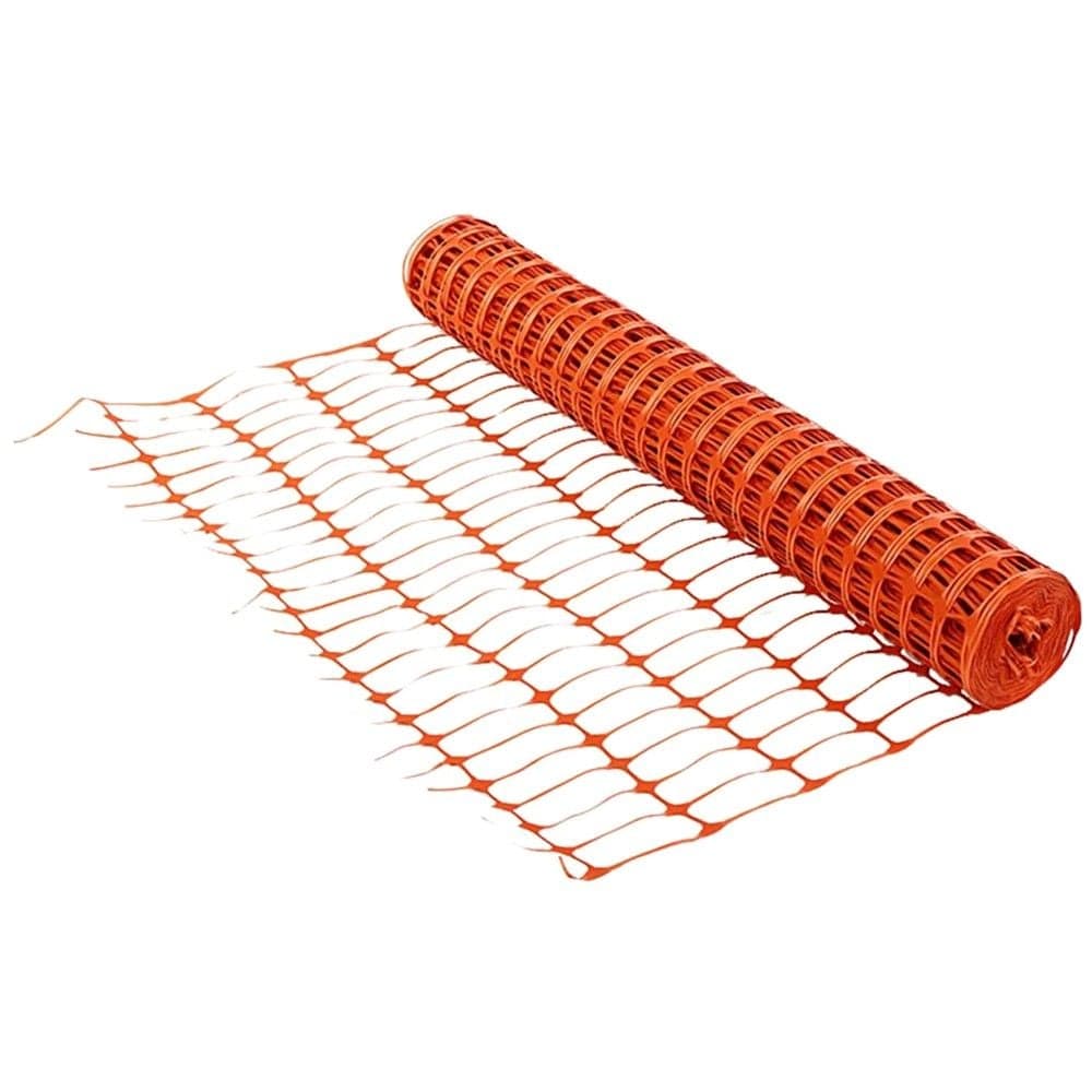Rrjete plastike kufizuese me hoje portokalli per rethim kantieri, 50 m x 1 m