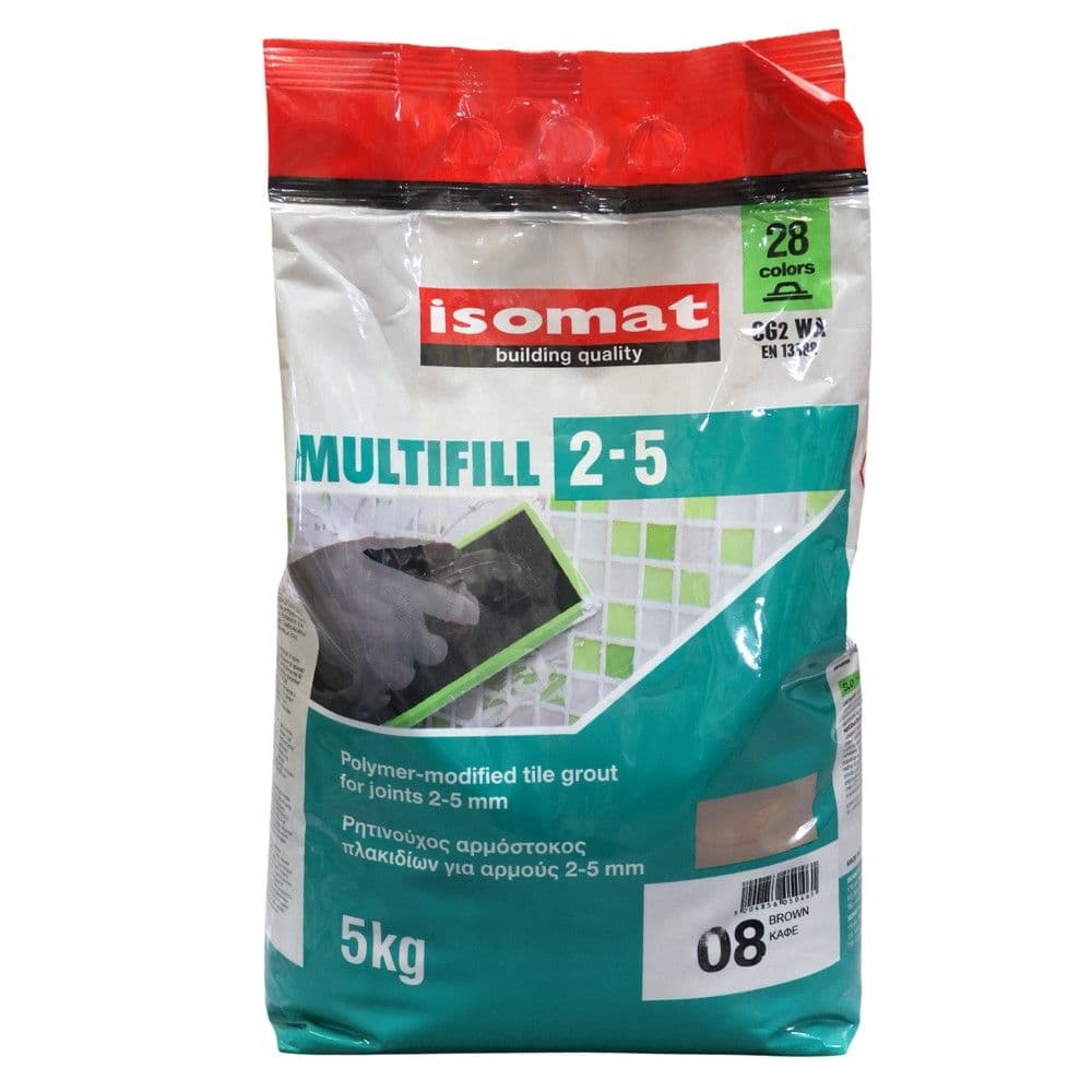 Bojak Isomat 5 KG per fuga pllakash 0-5mm per ambiente te brendshme dhe te jashtme, ngjyra KAFE