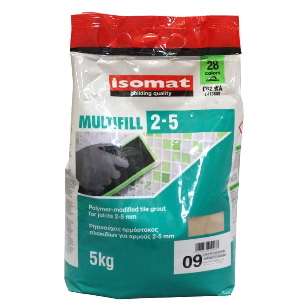 Bojak Isomat 5 KG per fuga pllakash 0-5mm per ambiente te brendshme dhe te jashtme, ngjyra kafe e hapur