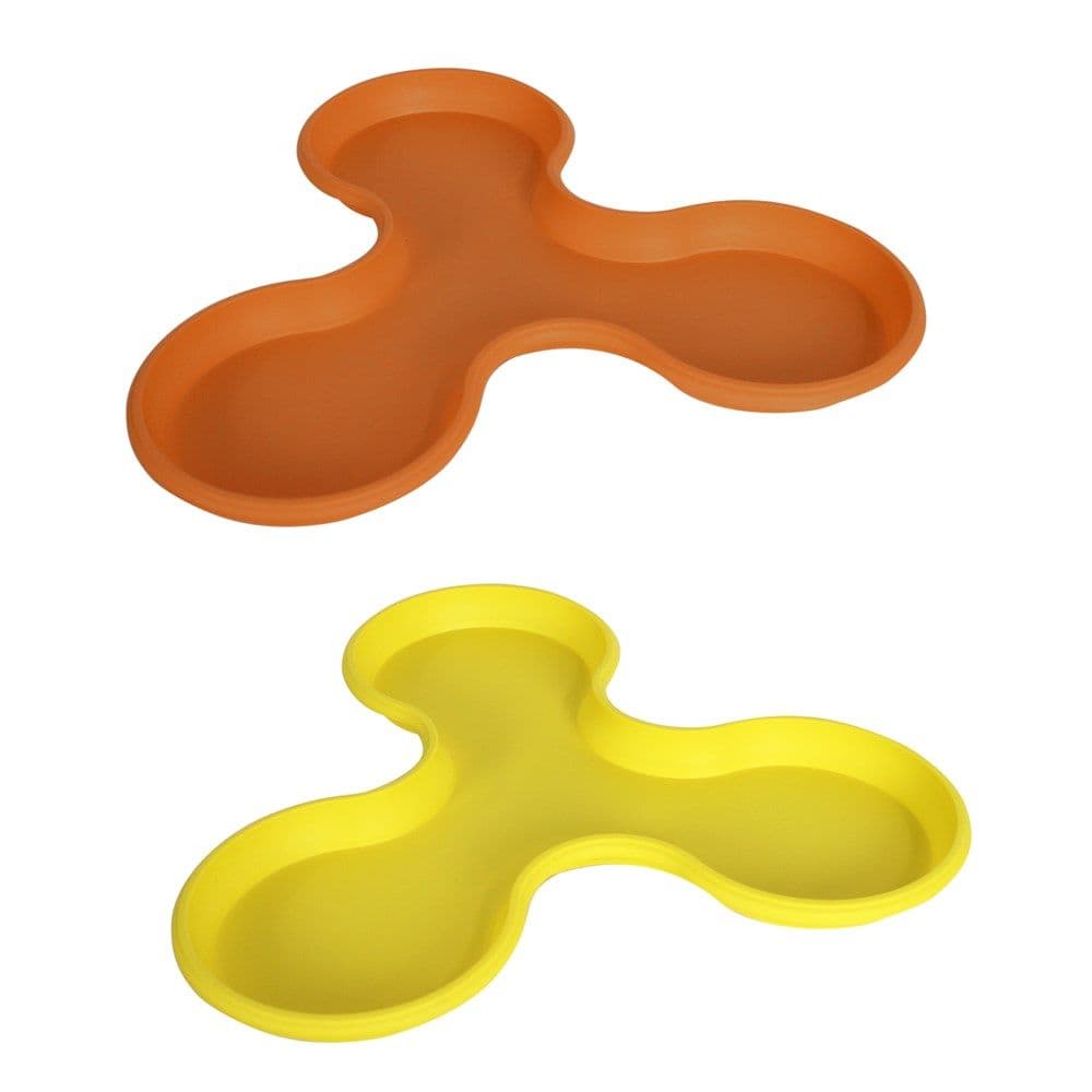 Pjatë vazo lulesh rrethore, GERBER, plastike, e verdhë dhe portokalli, Ø36 xH2.5 cm
