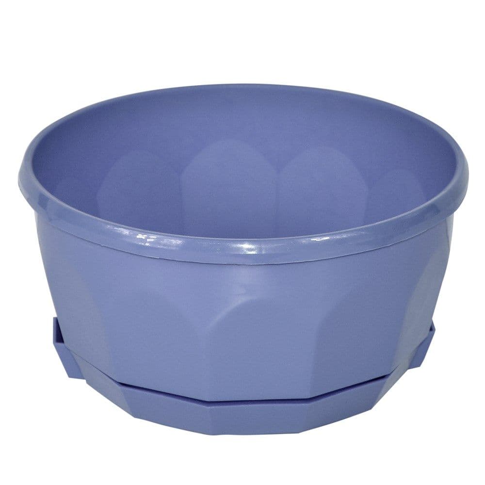 Vazo lulesh rrethore, FIORELLA, plastike, blu, Ø30 xH13 cm