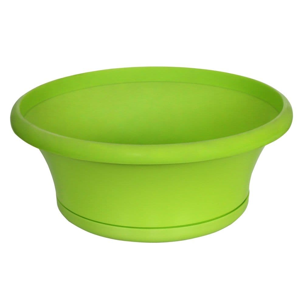 Vazo lulesh rrethore, RECORD, plastike, jeshile, Ø35 xH15 cm