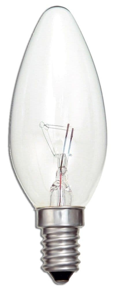 Llampe inkandeshente transparente ne forme qiriu 60W me baze E14