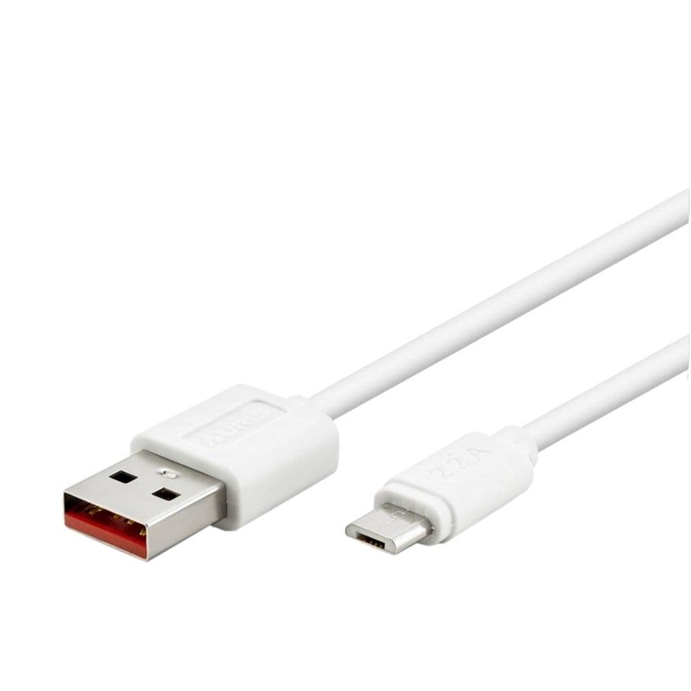 Fishë karikimi, Auris, USB - Micro USB, 2.2A, 200 cm, ngjyrë e bardhë