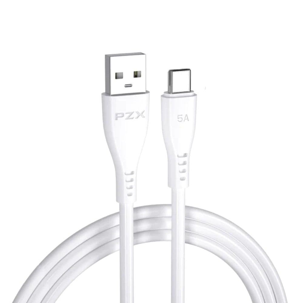 Fishë karikimi, PZX, V116S, USB-Type-C, 5.0 A, 100 cm, ngjyrë e bardhë
