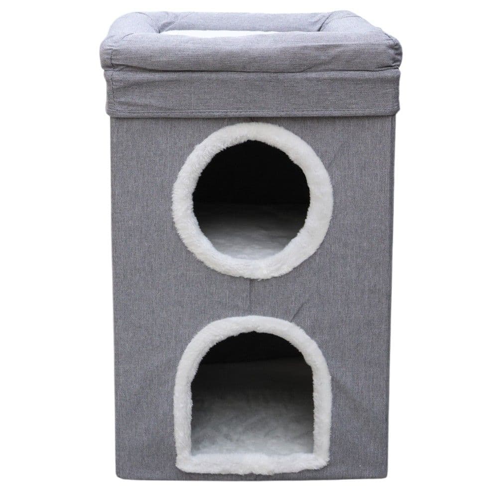 Kruajtëse thonjësh dhe ndenjëse për mace, Pets, 39x39xH64 cm, formë shtëpie, ngjyrë gri