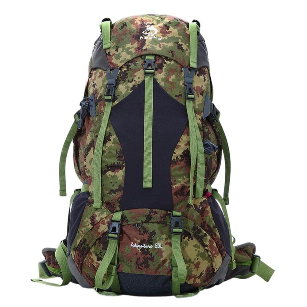 Çantë kampingu, 65L, material tekstili, ngjyra mikse