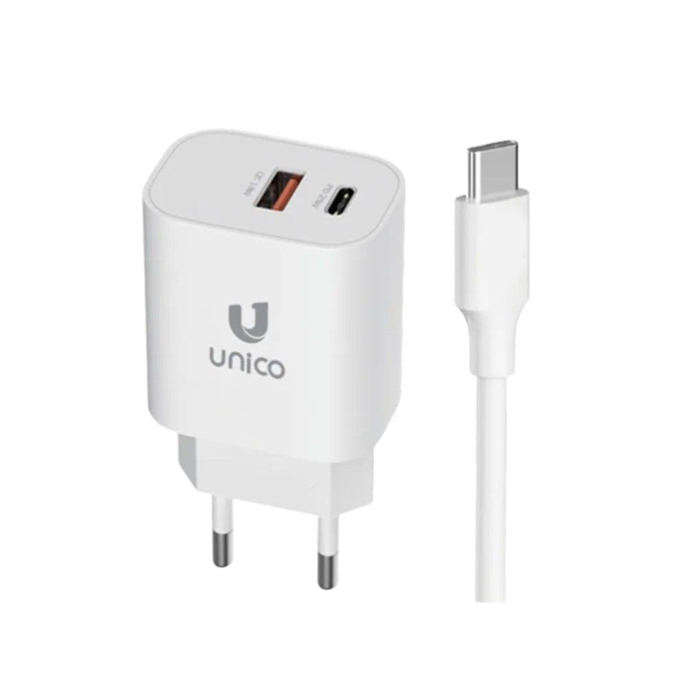 Karikues + fishë, Unico, HC1724, 25 W, 2 hyrje Type-C dhe USB, fishë Type-C - Type-C