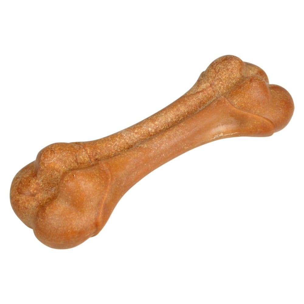 Lodër për qen, Love Story, 21 cm, material najlon dhe fibra druri, formë kocke, shije pule, ngjyrë kafe