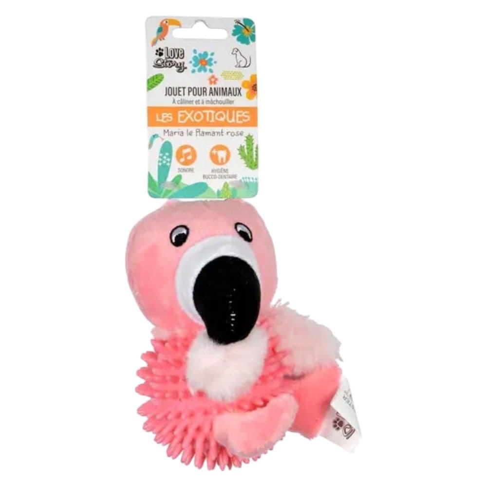 Lodër pellushi për kafshë, Love Story, 10x10xH16 cm, formë flamingo, ngjyrë rozë