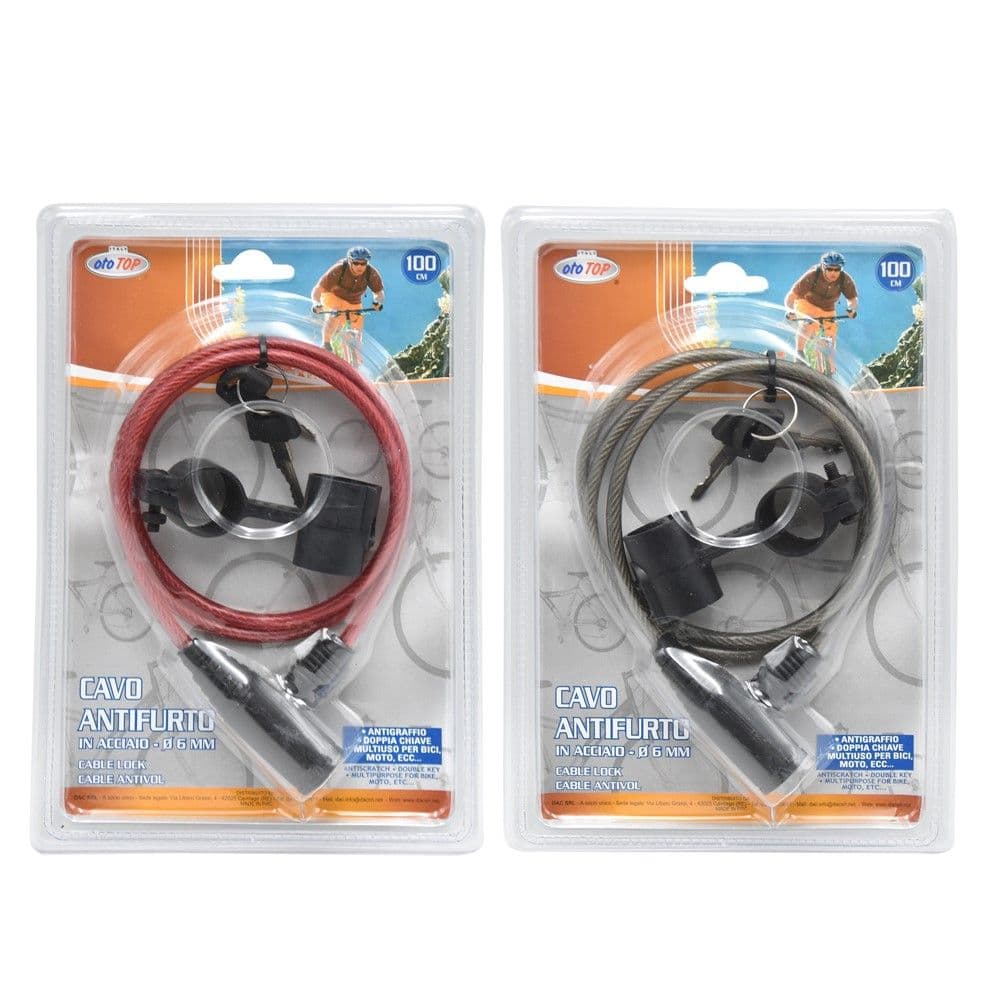 Kavo lidhese per biciklete, Oto Top, celik, me veshje PVC me 2celesa, Permasa: 100 cm