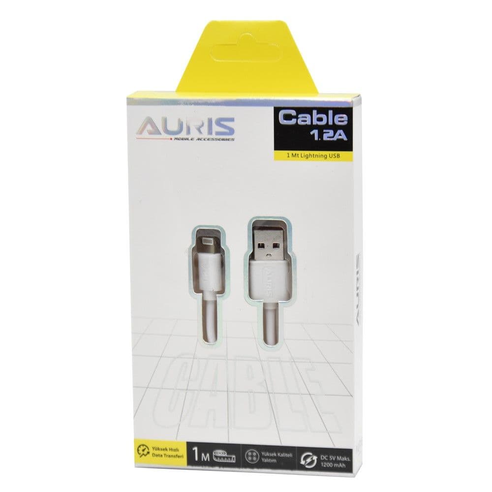 Fishë karikimi, Auris, CB03, USB-Lightning, 1.2 A, 100 cm, ngjyrë e bardhë