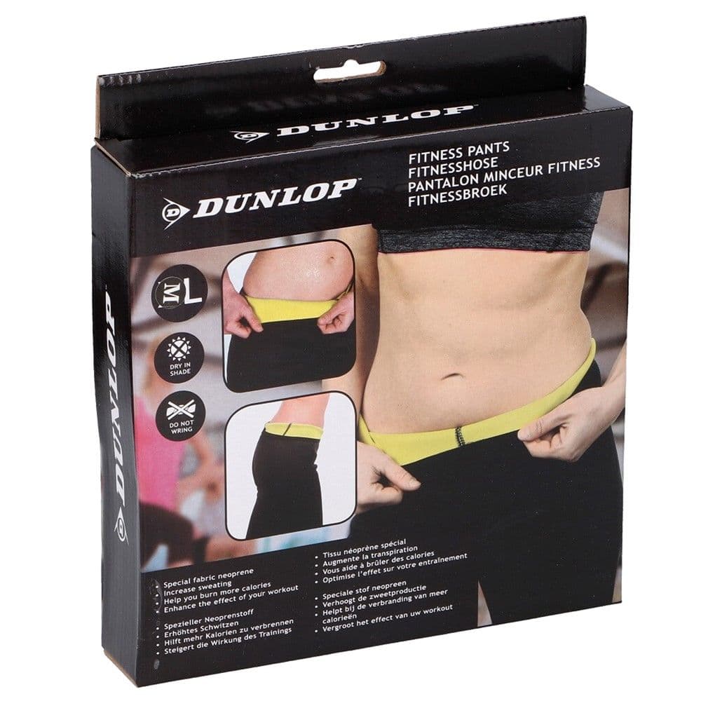 Tuta fitnesi, Dunlop, per djersitje dhe tonifikim, e zeze me te verdhe