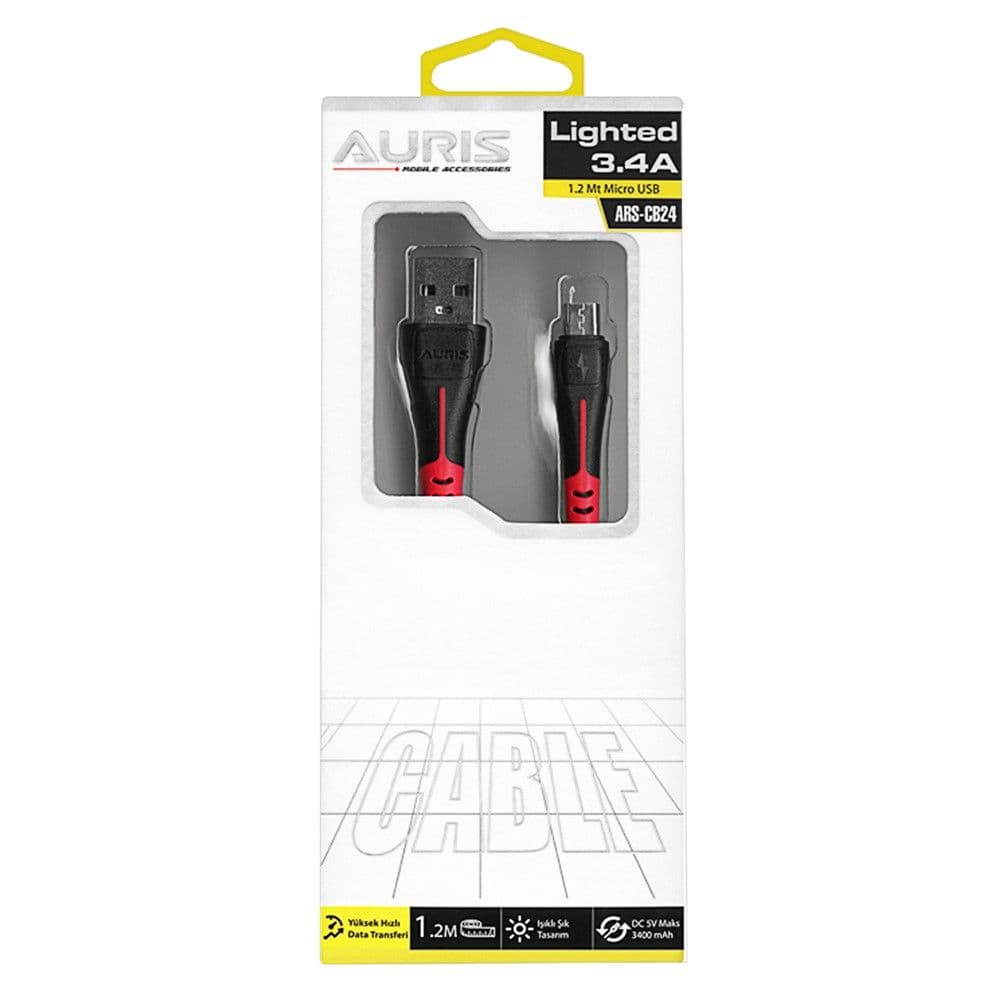 Fishë karikimi, Auris, CB24, USB-micro USB, 3.4 A, 120 cm, ngjyrë e zezë