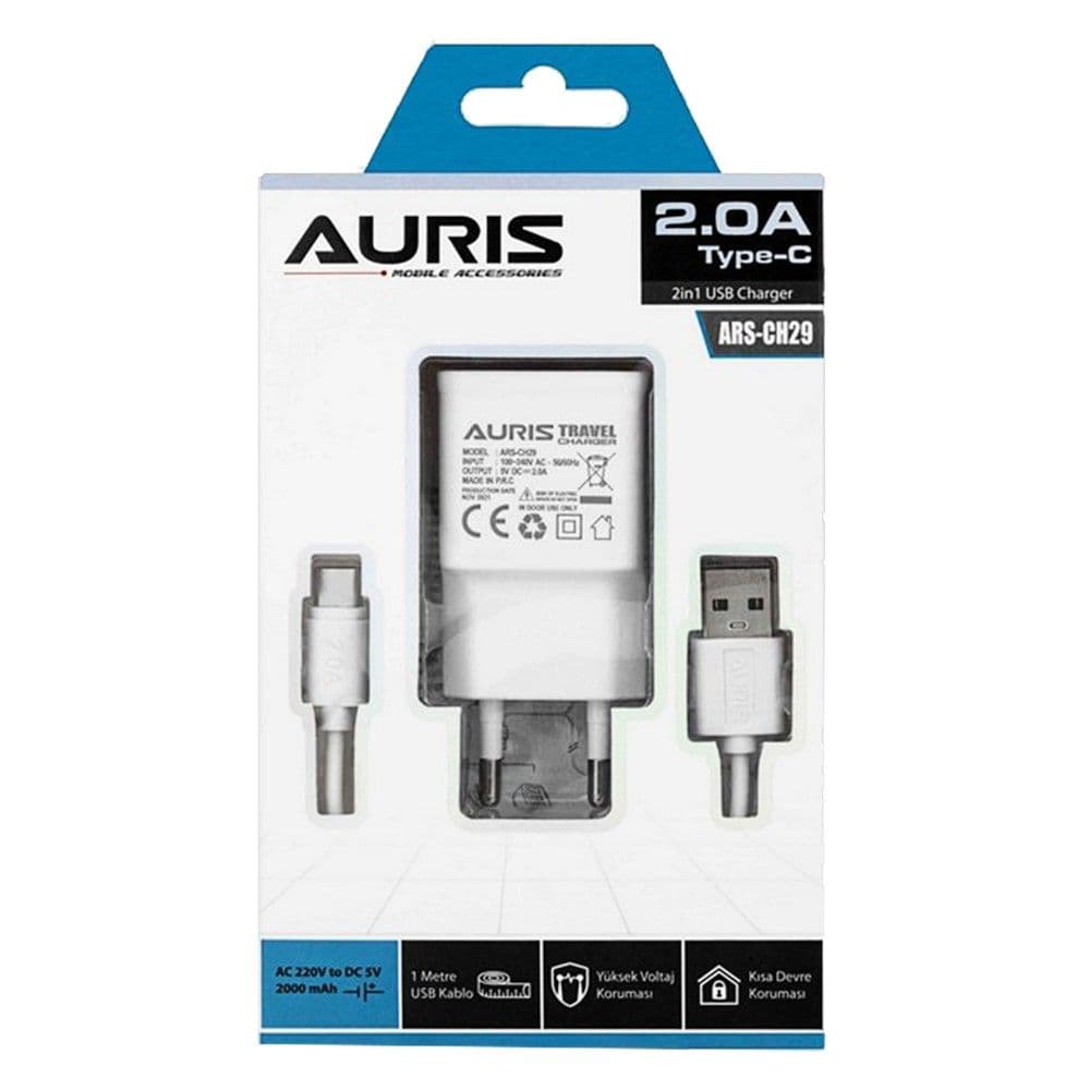 Karikues + fishë, Auris, CH29, 2.0 A, fishë USB - Type-C