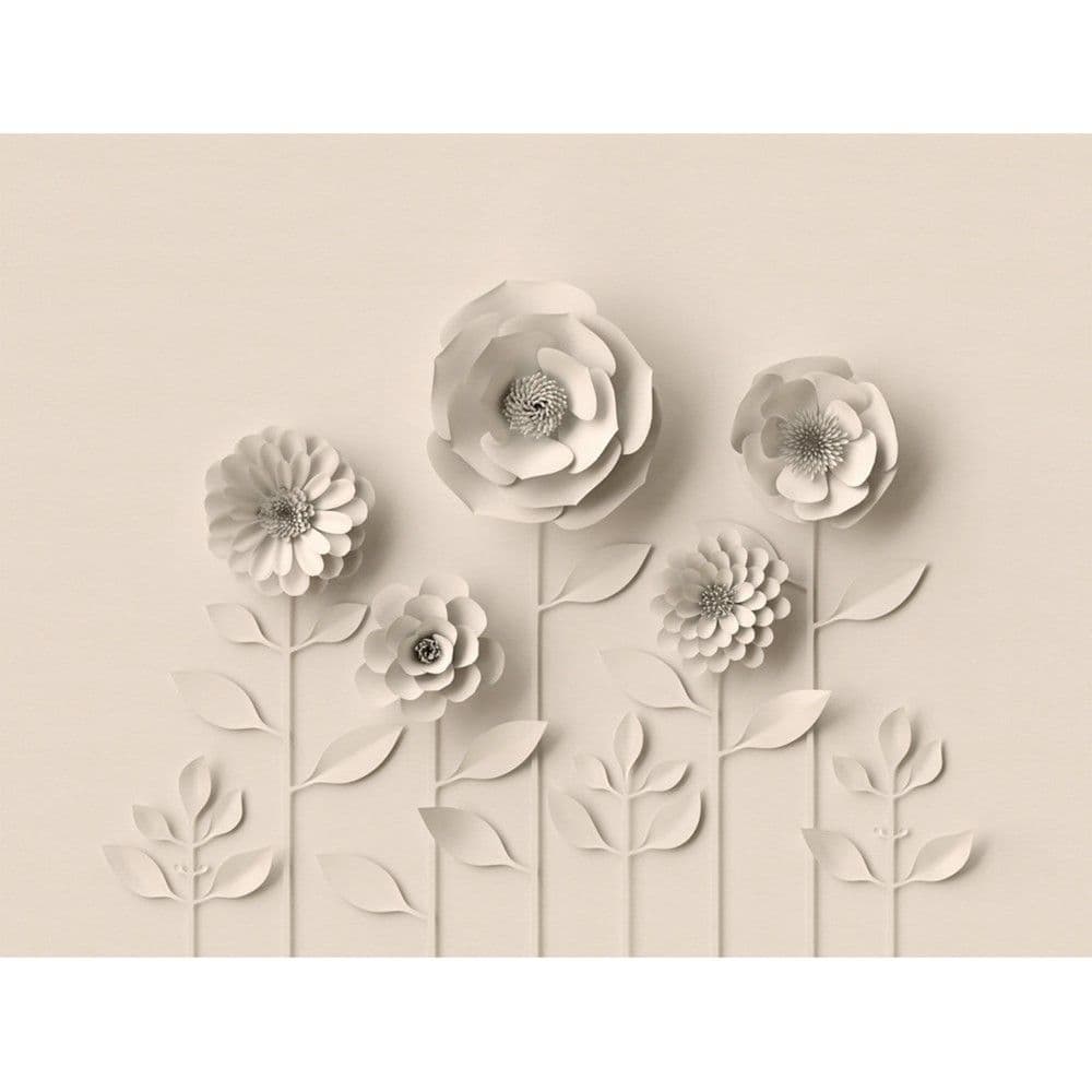Leter muri, As Creation, The Wall, fotografike, Floral, 20.10x0.53 m, H280 x W371 cm, e bardhe, bezhe, 38293-1