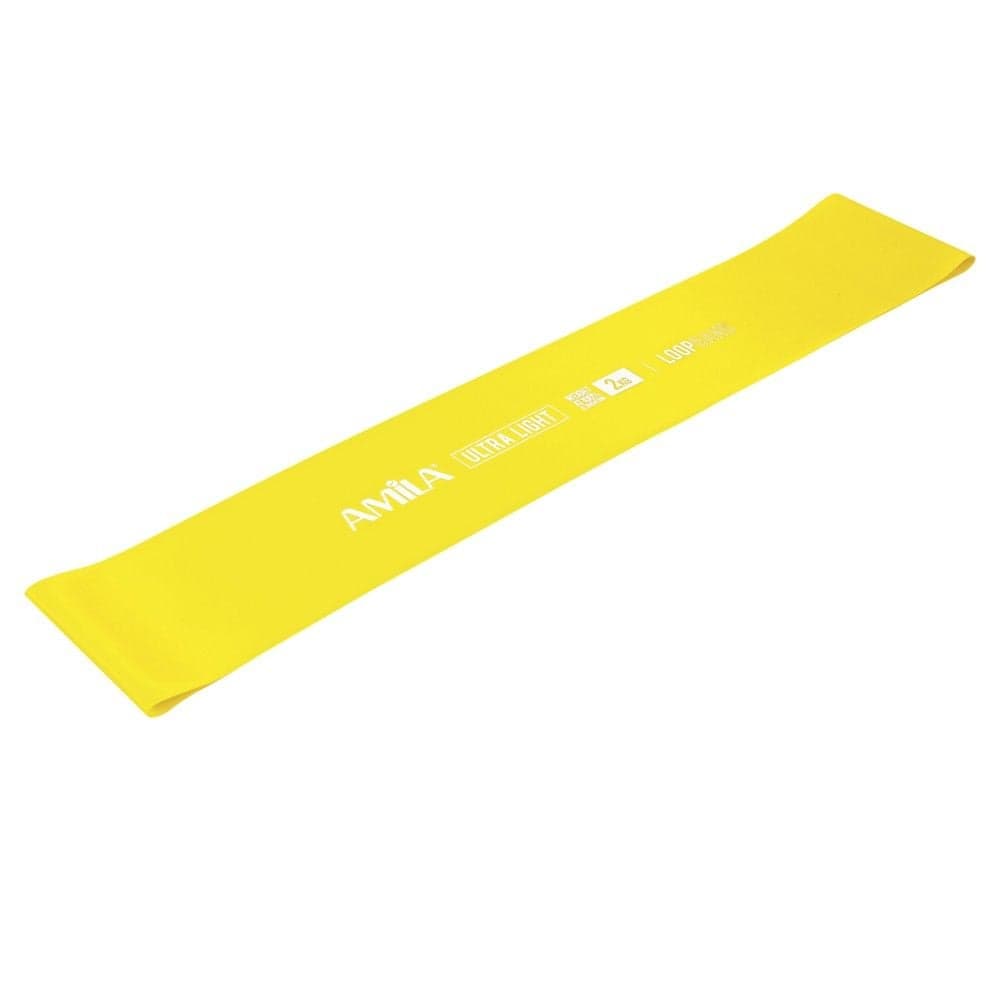 Llastik rezistence per ushtrime fitnesi, Amila, Small Loop Band, Ultra Light, W0.4 mm, 2 kg, e verdhe