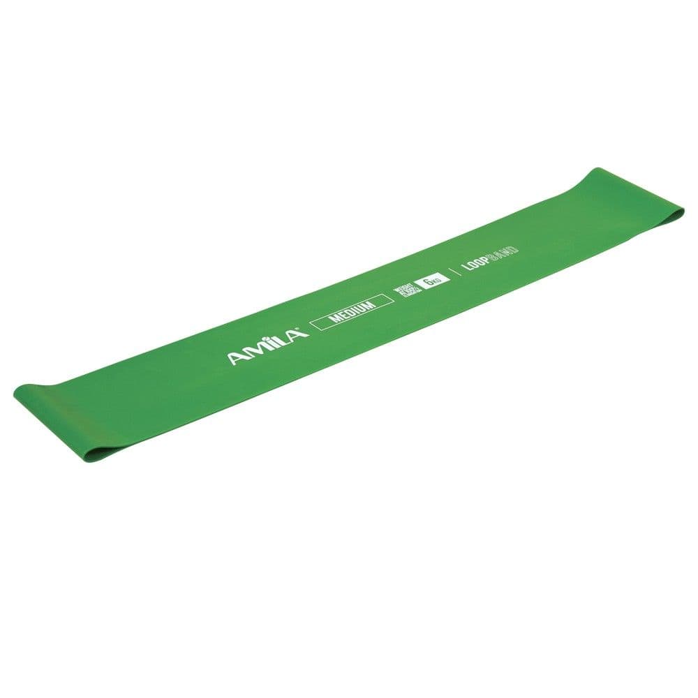 Llastik rezistence per ushtrime fitnesi, Amila, Small Loop Band, Medium, W0.8 mm, 6 kg, jeshile