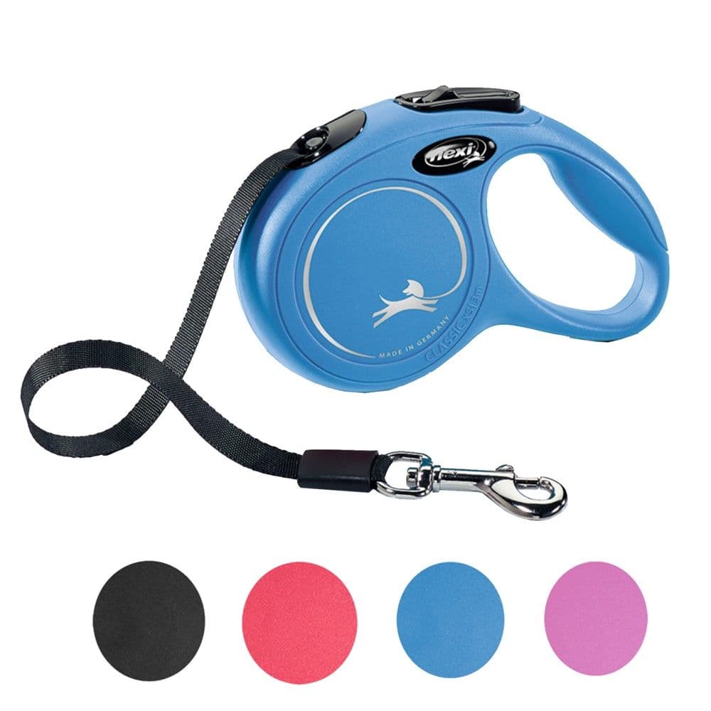 Litar drejtues per qen, Flexi, Classic, XS, 3m, 12 kg, ngjyre blu