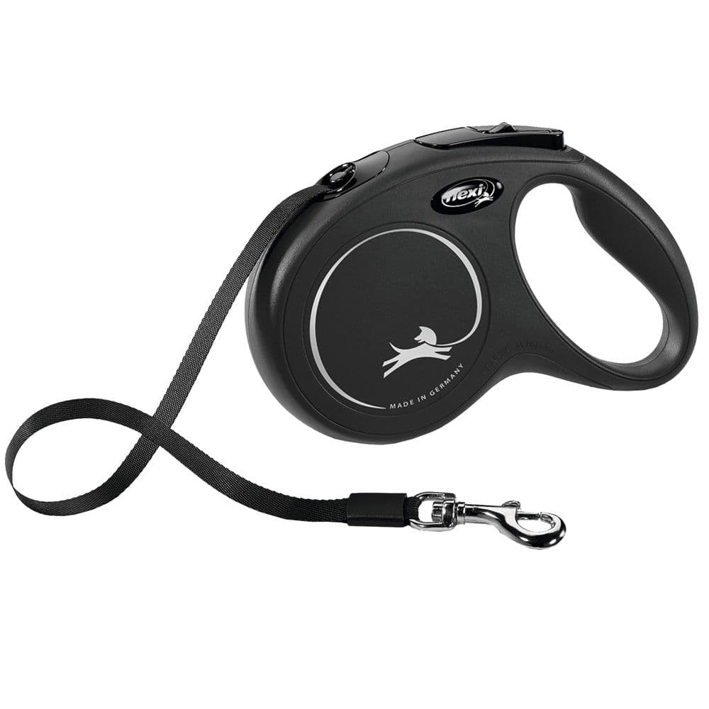 Litar drejtues per qen, Flexi, Classic, M, 5m, 25 kg, ngjyra e zeze