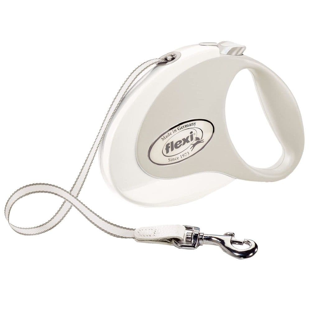 Litar drejtues per qen, Flex, Style, M, 5m, 25 kg, ngjyre e bardhe