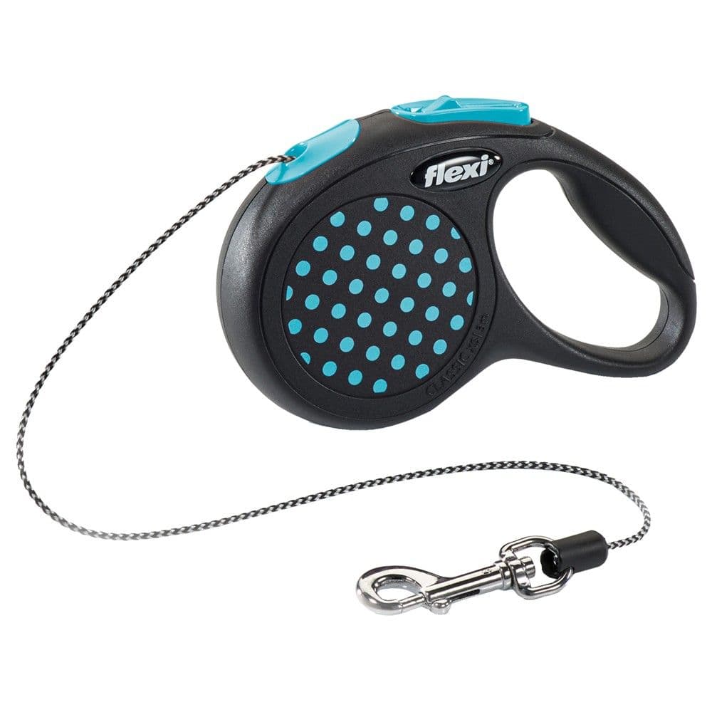 Litar drejtues per qen, Flexi, Black Design, XS, 3 m, 12 kg, ngjyra blu