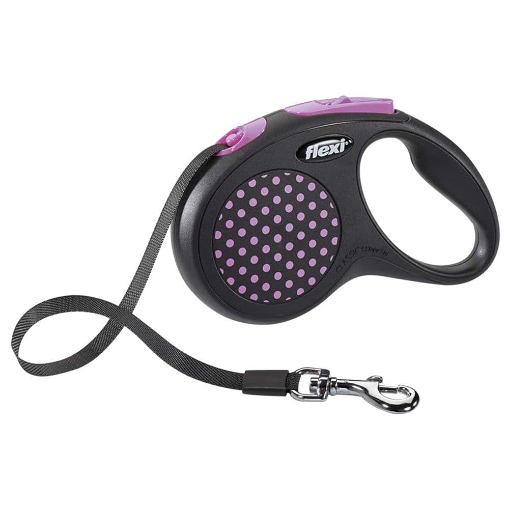 Litar drejtues per qen, Flexi, Black Design, S, 5 m, 15 kg, ngjyra roze