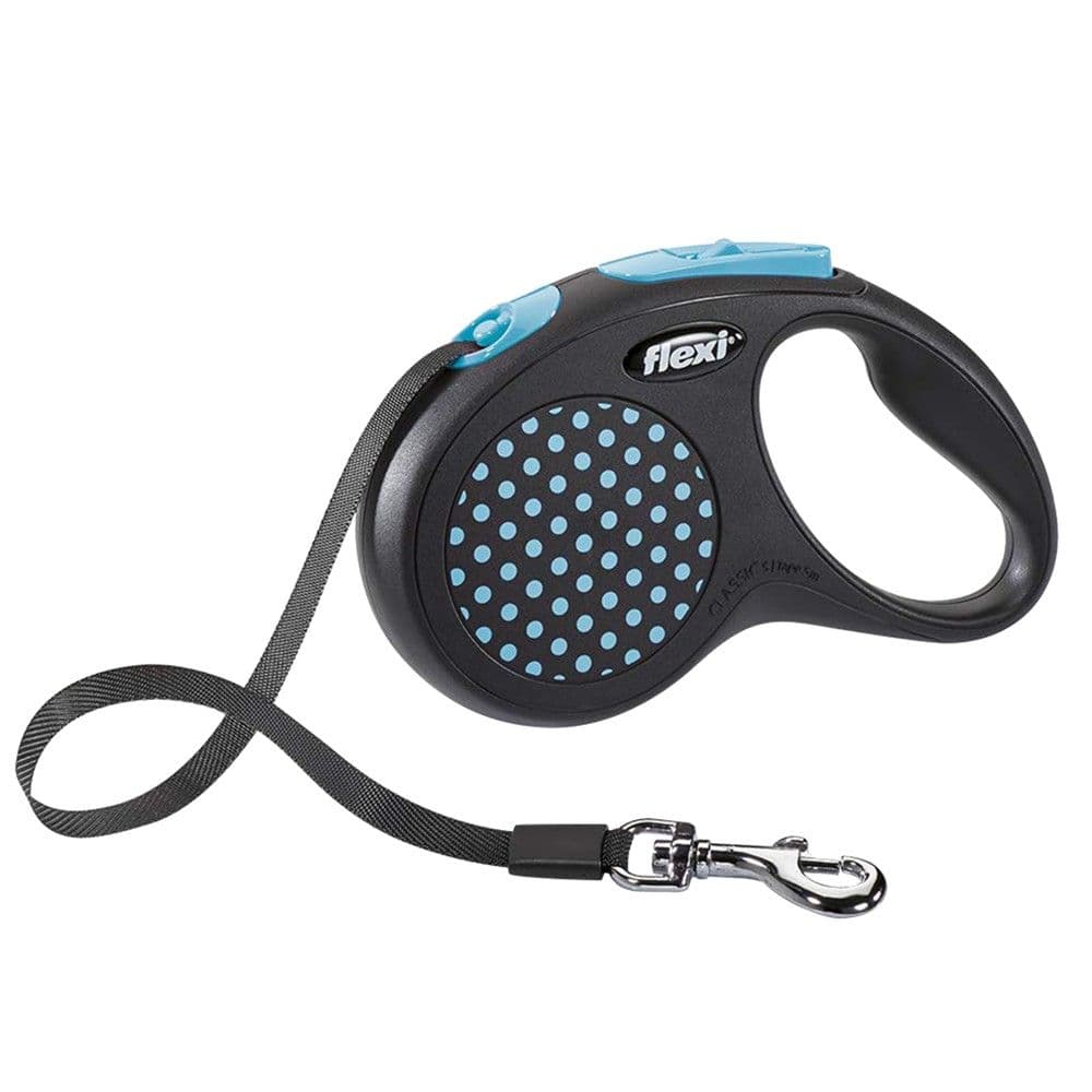 Litar drejtues per qen, Flexi, Black Design, M, 5 m, 25 kg, ngjyra blu