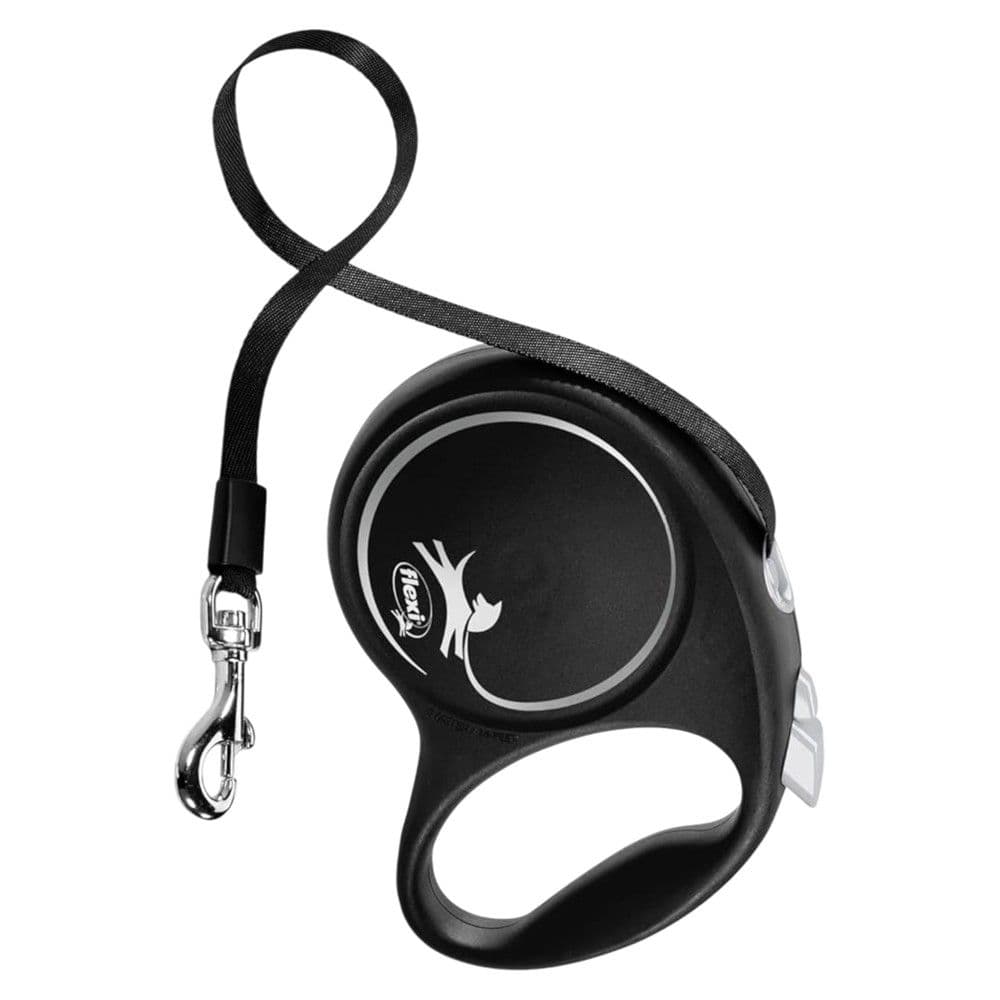 Litar drejtues per qen, Flexi, Black Design, M, 5 m, 25 kg, ngjyre e zeze