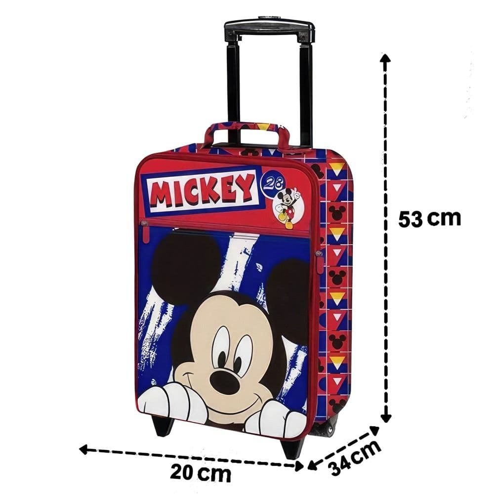 Valixhe udhëtimi, Mickey Mouse, poliestër, 20", W20 x D34 x H53 cm, ngjyra e kuqe dhe blu